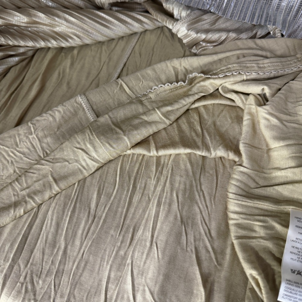 By Anthropologie Metallic Pleated Midi Skirt Silver XS OB2080543 Holiday Party - Picture 10 of 16